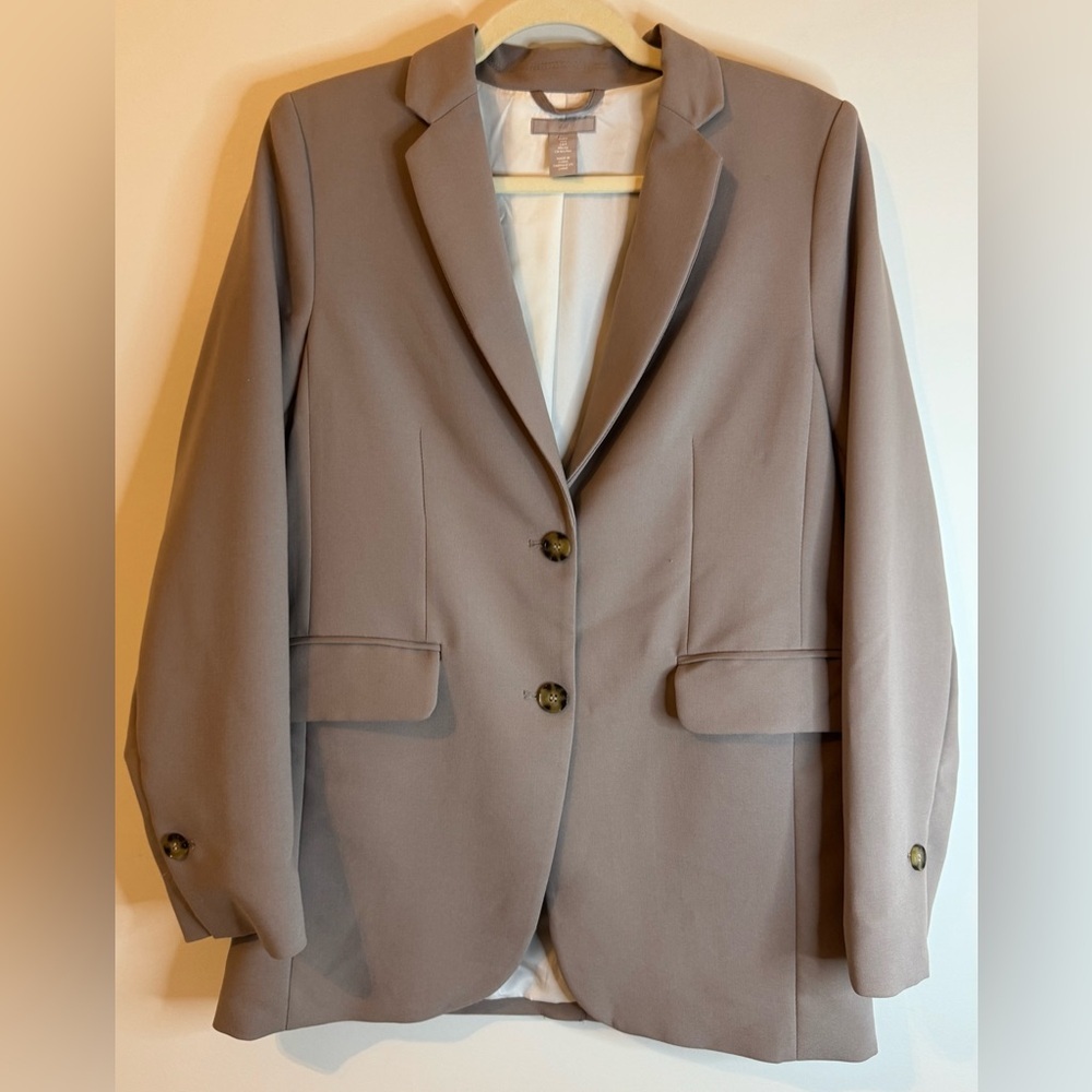 H&M Women’s Single-Breasted Taupe Classic Blazer Size S